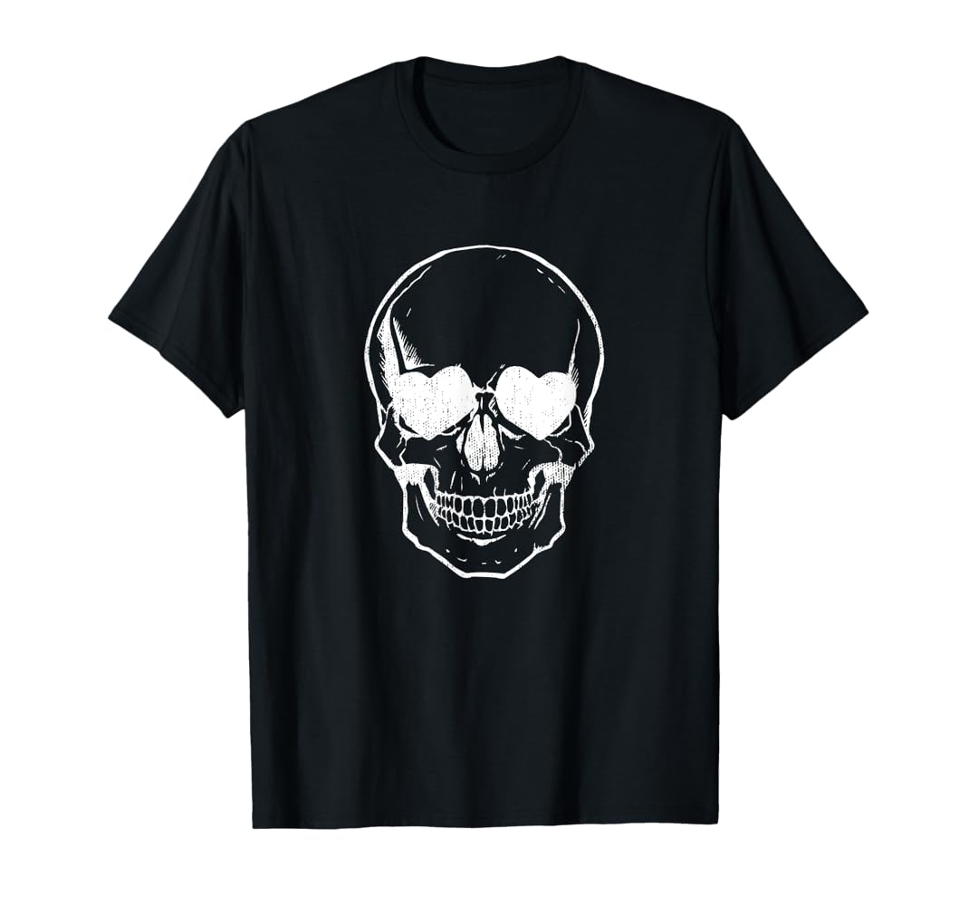 Amazon.com: Skull with Heart Shaped Eyes T-Shirt : Clothing